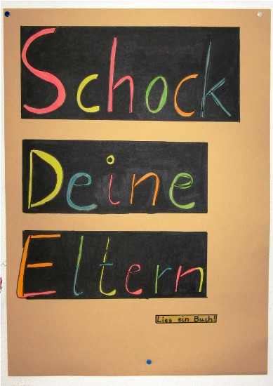 Die Mitarbeiter der offenen Einrichtung für Kinder aus schwierigen Familienverhältnissen in Nürnberg nahmen unser Plakat zum Anlaß, um mit ihren Schützlingen selbst Plakate zu gestalten.